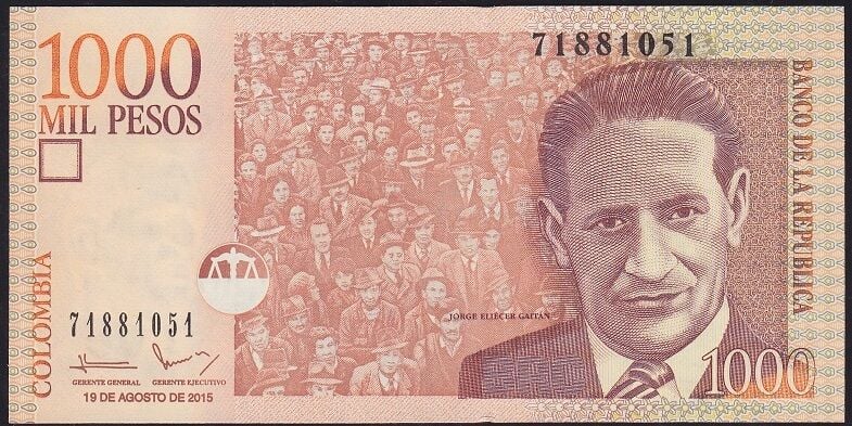 Kolombiya 1000 Pesos 2015 Çilaltı
