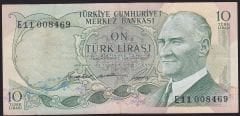 6.Emisyon 1.Tertip 10 Lira E11 008469 Çok Temiz+
