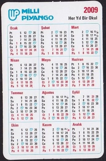 Milli Piyango 2009-10 Yılları Takvimi