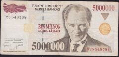 7.Emisyon 5 000 000 Lira H25 548588 Çok Temiz