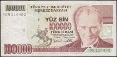7.Emisyon 3.Tertip 100000 Lira I68 116492 Çok Temiz +
