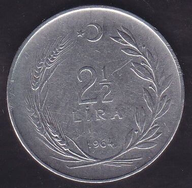 1964 Yılı 2.5 Lira Ters