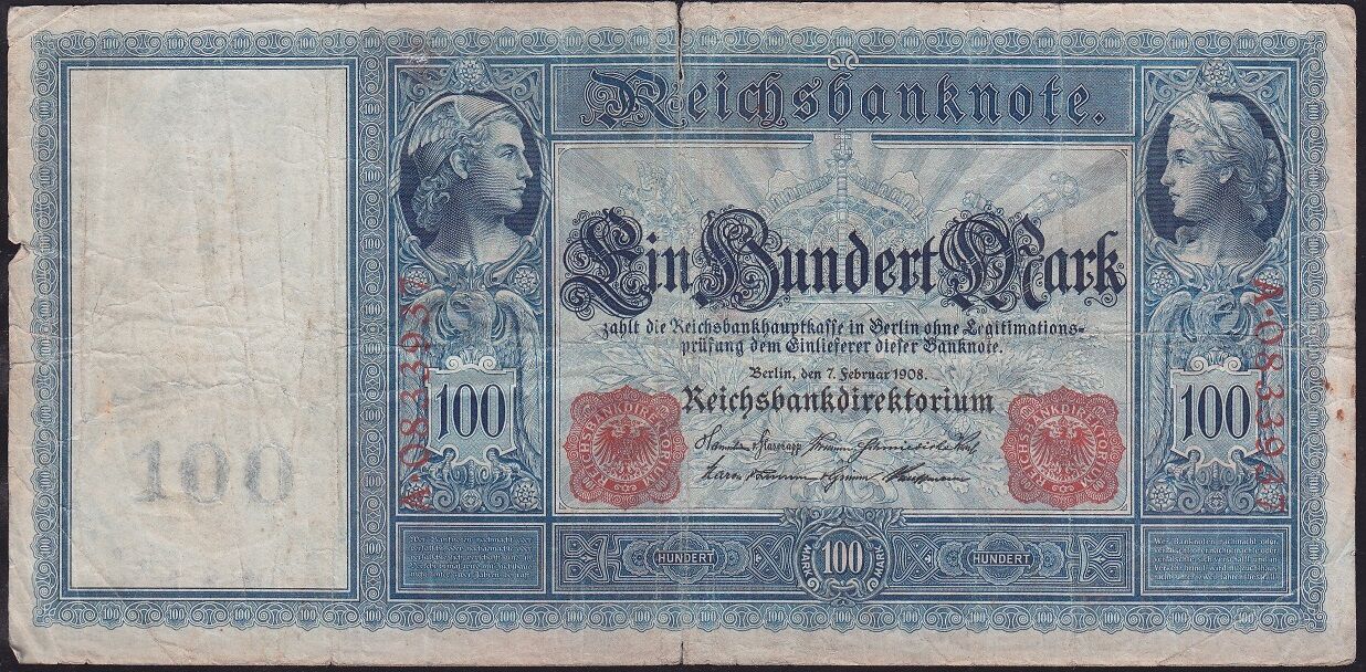 Almanya 100 Mark 1908 Temiz