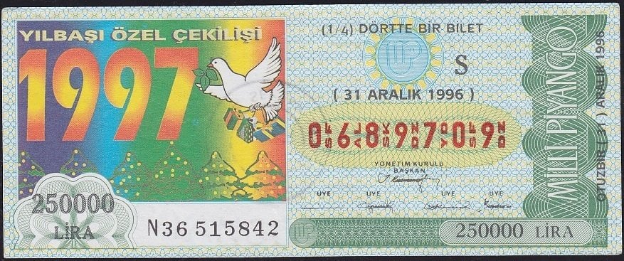 1996 31 Aralık Çeyrek Bilet - S Serisi