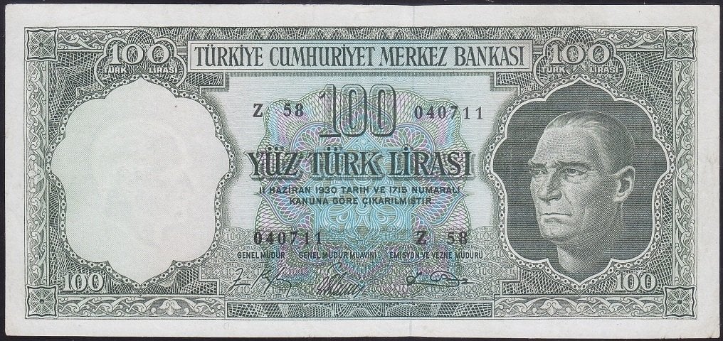 5.EMİSYON 5.TERTİP 100 LİRA Z58 040711 ÇOK TEMİZ ( DÜZELTİLMİŞ )