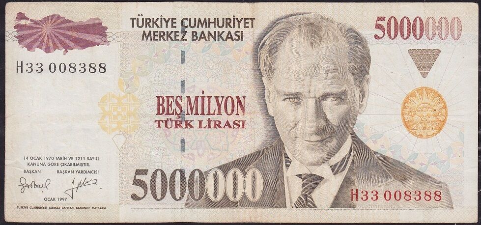7.Emisyon 5 000 000 Lira H33 008388 Çok Temiz