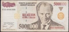7.Emisyon 5 000 000 Lira H33 008388 Çok Temiz