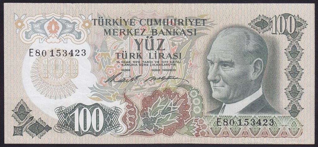 6.EMİSYON 1.TERTİP 100 LİRA E80 153423 ÇÇT