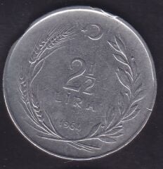 1964 Yılı 2.5 Lira Düz