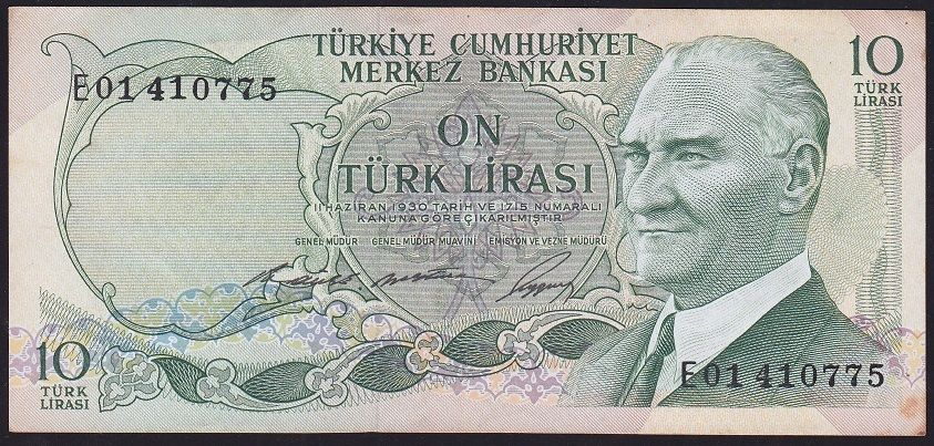 6.Emisyon 1.Tertip 10 Lira E01 410775 Ççt Çilaltı