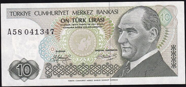 7.Emisyon 1.Tertip 10 Lira A58 041347 Çil