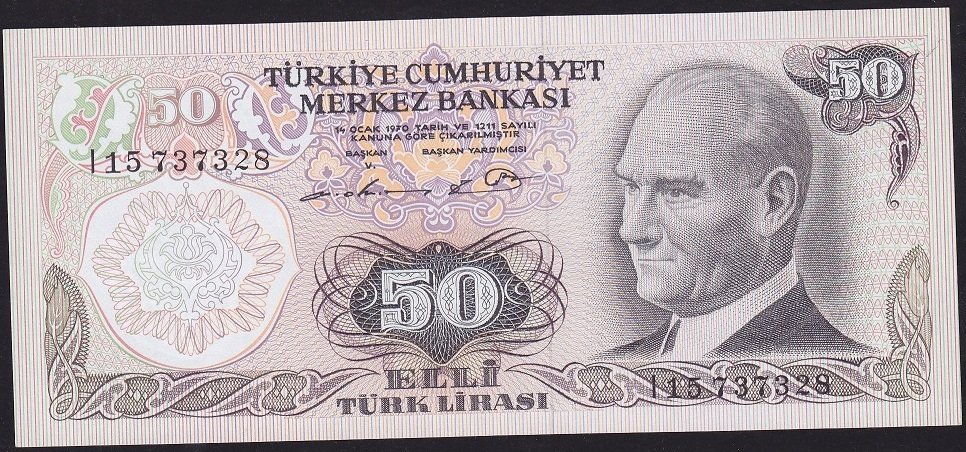 6.Emisyon 1.Tertip 50 Lira I15 737328 Çilaltı