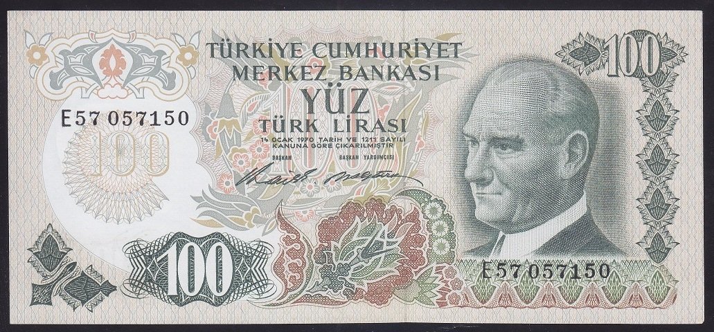 6.EMİSYON 1.TERTİP 100 LİRA E57 057150 ÇİLALTI ÇİL