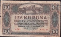 MACARİSTAN 10 KORONA 1920 TEMİZ