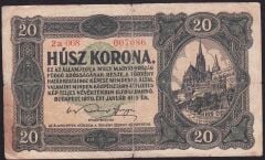 Macaristan 20 Korona 1920 Temiz