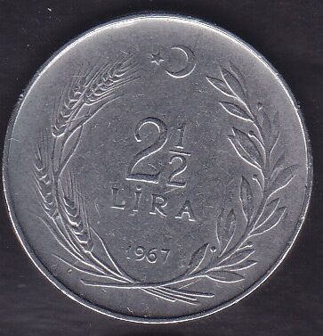 1967 Yılı 2.5 Lira Düz