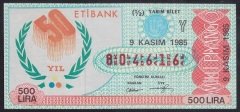 1985 9 KASIM YARIM BİLET Y SERİSİ