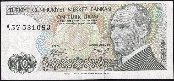 7.Emisyon 1.Tertip 10 Lira A57 531083 Çilaltı