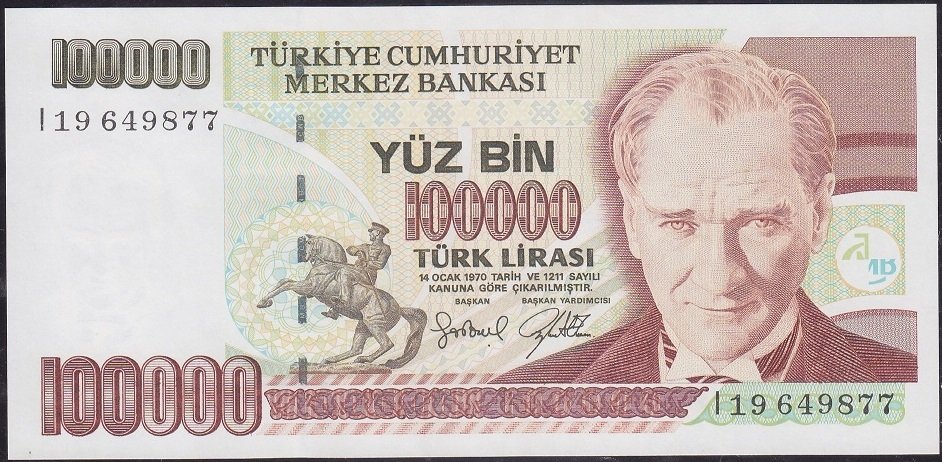 7.Emisyon 3.Tertip 100000 Lira I19 649877 Ççt Çilaltı
