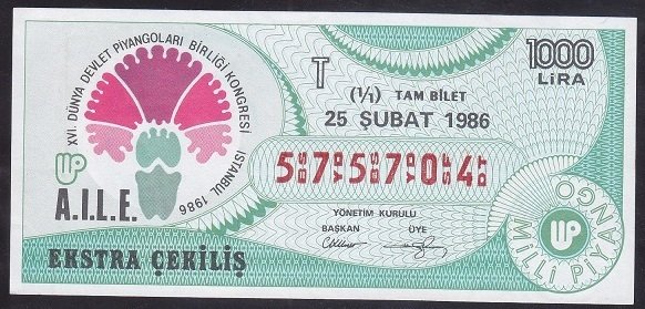 1986 25 ŞUBAT TAM BİLET T SERİSİ