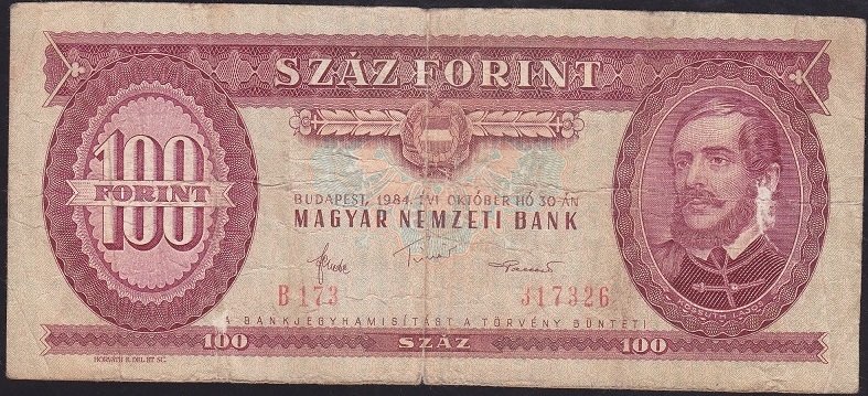 MACARİSTAN 100 FORİNT 1984 TEMİZ