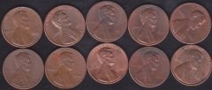 AMERİKA 1 CENT 1980-81-82-83-84-85-86-87-88-89 YILLARI 10 LU LOT