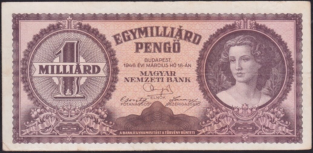 Macaristan 1000000000 Pengo 1946 Çok Temiz+