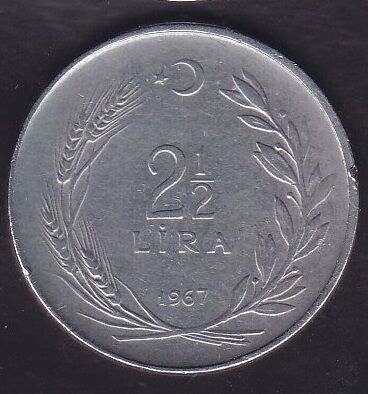 1967 Yılı 2.5 Lira Ters