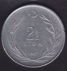 1967 Yılı 2.5 Lira Ters