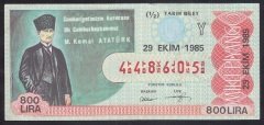 1985 29 EKİM YARIM BİLET Y SERİSİ