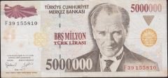 7.Emisyon 5 000 000 Lira F39 155810 Çok Temiz