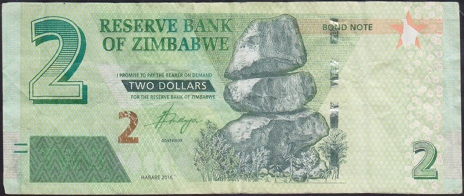 Zimbabwe 2 Dolar 2016 Çok Temiz