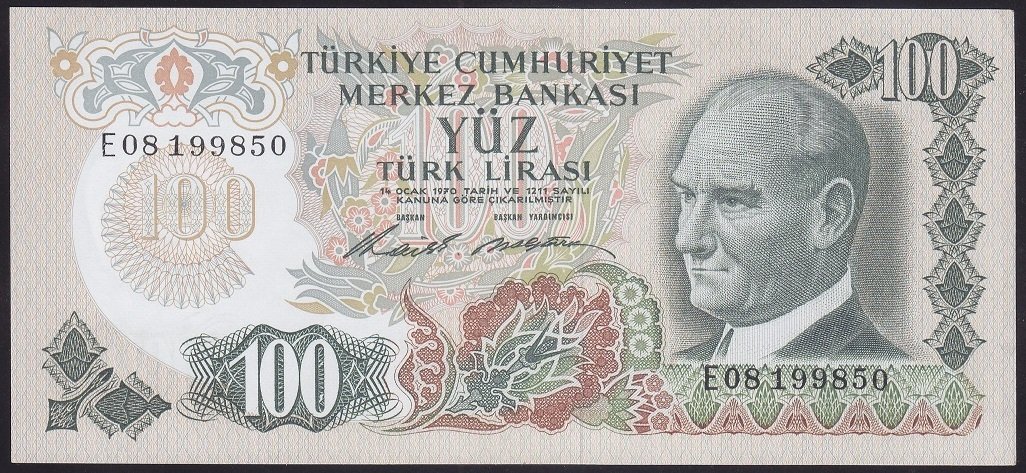 6.EMİSYON 1.TERTİP 100 LİRA E08 199850 ÇİLALTI