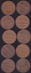 AMERİKA 1 CENT 1970-71-72-73-74-75-76-77-78-79 YILLARI 10 ADET LOT
