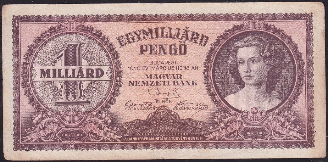 Macaristan 1000000000 Pengo 1946 Çok Temiz+