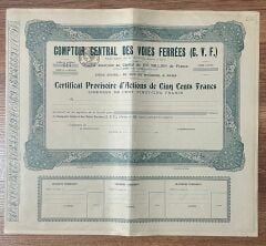 Hisse Senedi - Comptoir Central Des Vois Ferrees  ( 36 X 32 cm )