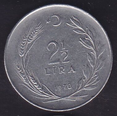 1970 Yılı 2.5 Lira Ters