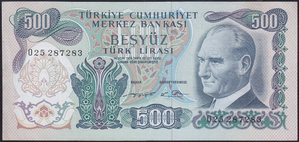 6.EMİSYON 2.TERTİP 500 LİRA O25 287283 ÇÇT + ( DÜZLEME VAR )