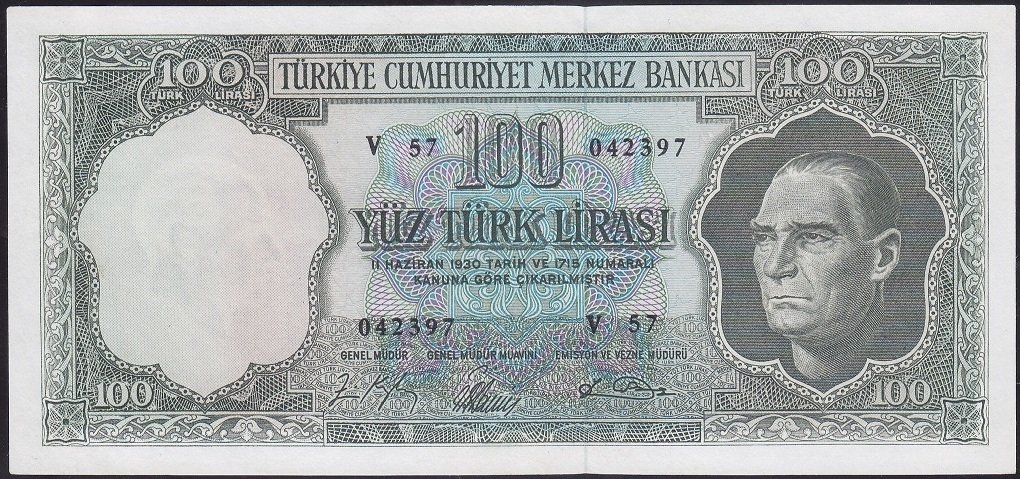 5.EMİSYON 5.TERTİP 100 LİRA V57 042397 ÇÇT (DÜZLENMİŞ)