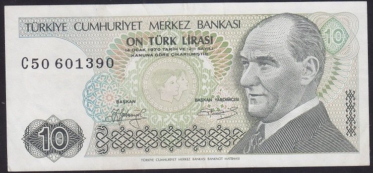7.EMİSYON 1.TERTİP 10 LİRA C50 601390 ÇÇT