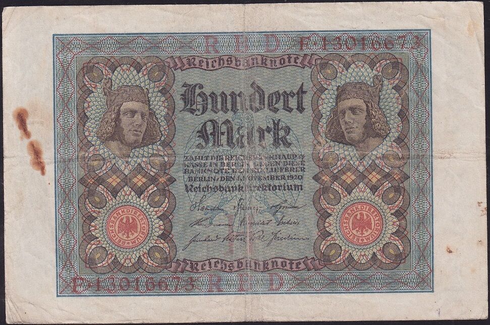 Almanya 100 Mark 1920 Çok Temiz