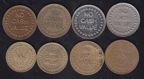 8 ADET HEPSİ FARKLI  NO CASH VALUE JETONU