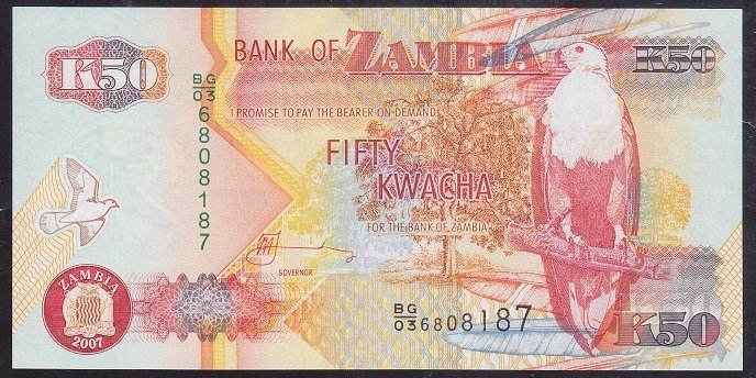 Zambia 50 Kwacha 2007 Çil Pick 37f