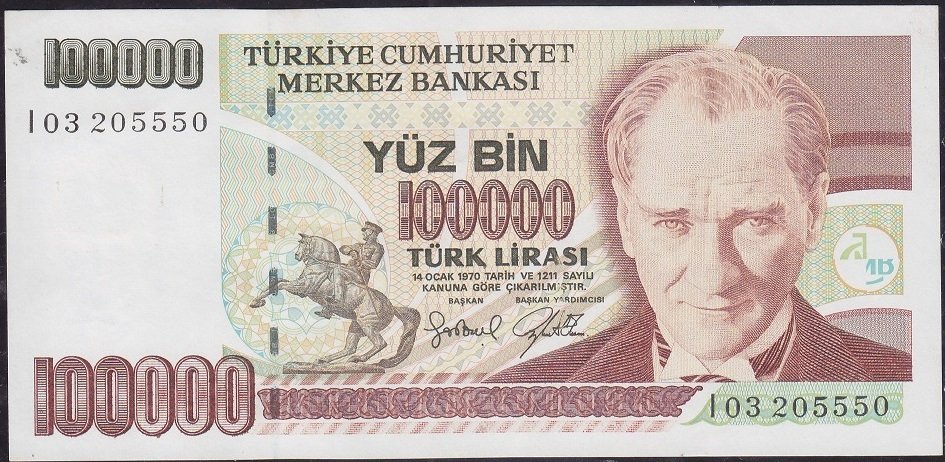 7.Emisyon 3.Tertip 100000 Lira I03 205550 Çilaltı