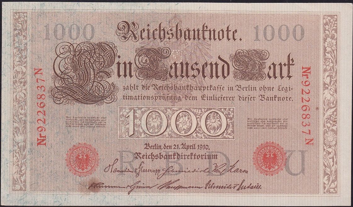 Almanya 1000 Mark 1910 Çilaltı Çil