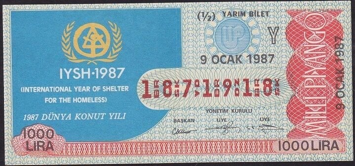 1987 9 Ocak Yarım Bilet - Y Serisi