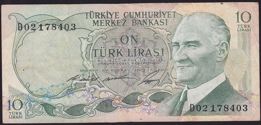 6.Emisyon 1.Tertip 10 Lira D02 178403 Çok Temiz+