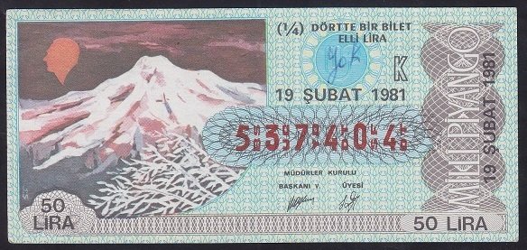 1981 19 ŞUBAT ÇEYREK BİLET - K SERİSİ