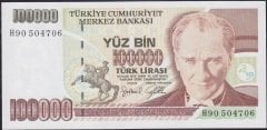 7.Emisyon 3.Tertip 100000 Lira H90 504706 Çil