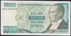7.EMİSYON 2.TERTİP 50000 LİRA K83 343471 ÇİLALTI ÇİL